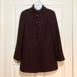 ANN TAYLOR Women’s Wool Coat High Collar Single-Breasted Burgundy Size 4